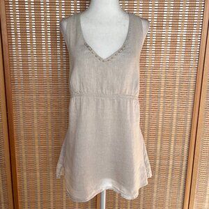 Style & Co Linen Halter Top Beige Boho Minimal Summer Tank Size 12